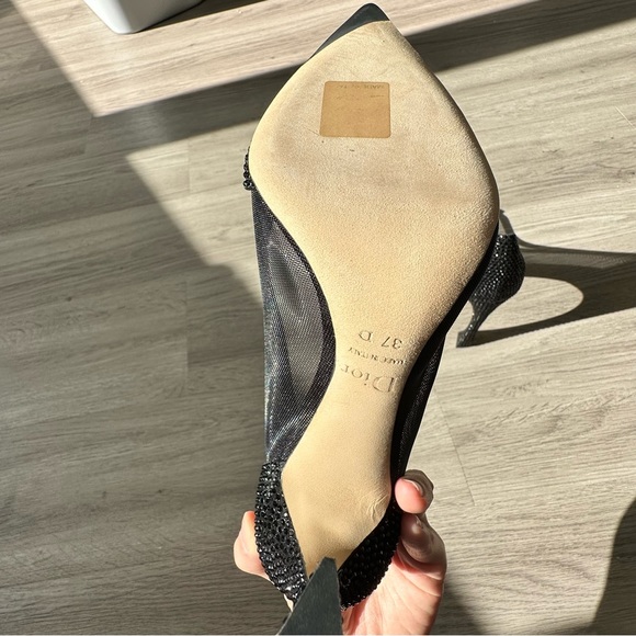 NEW Christian Dior Black Diamante Beaded and Mesh Pumps in sz 37 - Picture 7 of 10